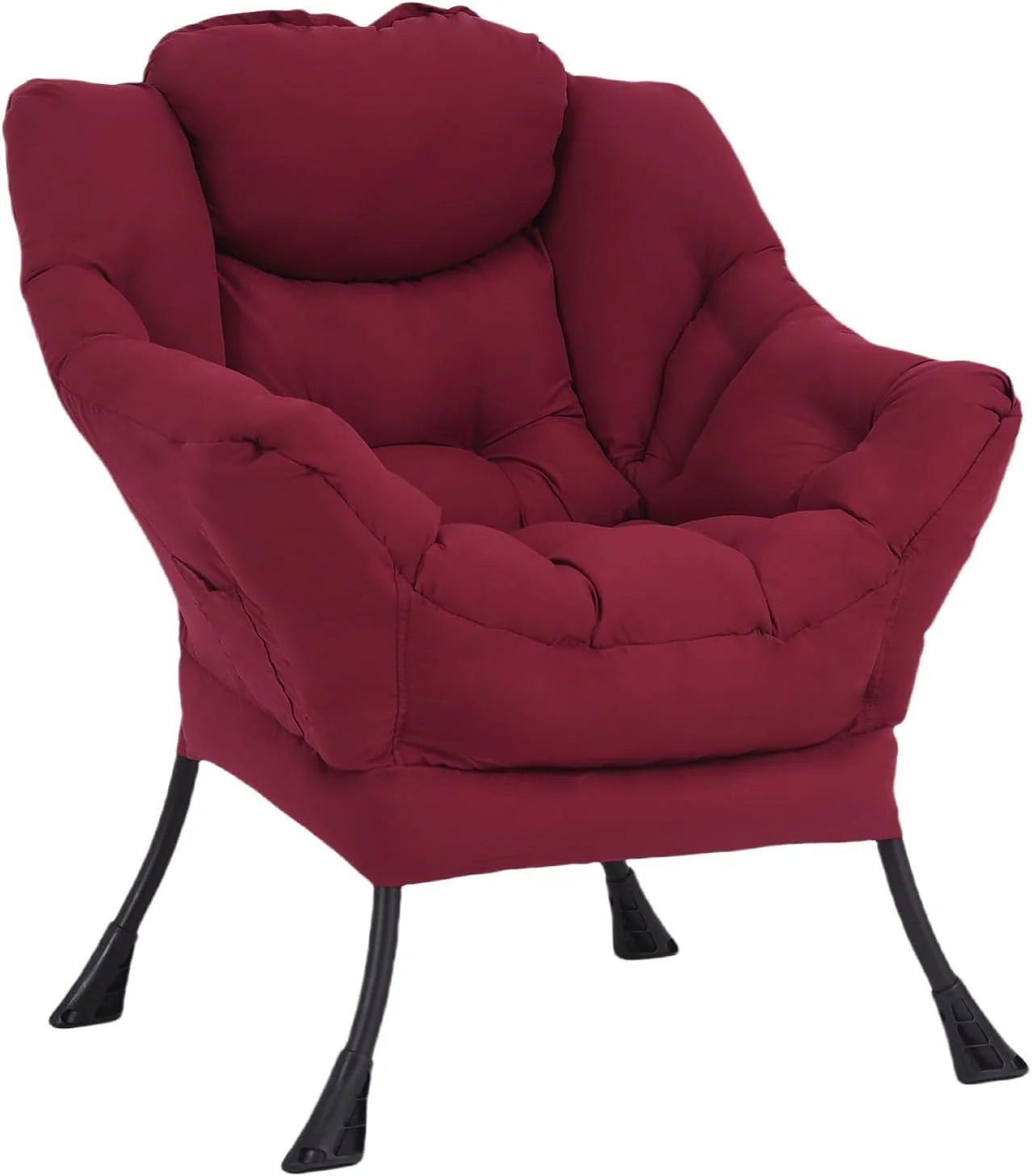 Welnow Lazy Chair with Ottoman, Modern Accent Chair with Armrests and a Side Pocket, Leisure Sofa Armchair, Reading Armchair with Footrest for Small Space, Dark Grey