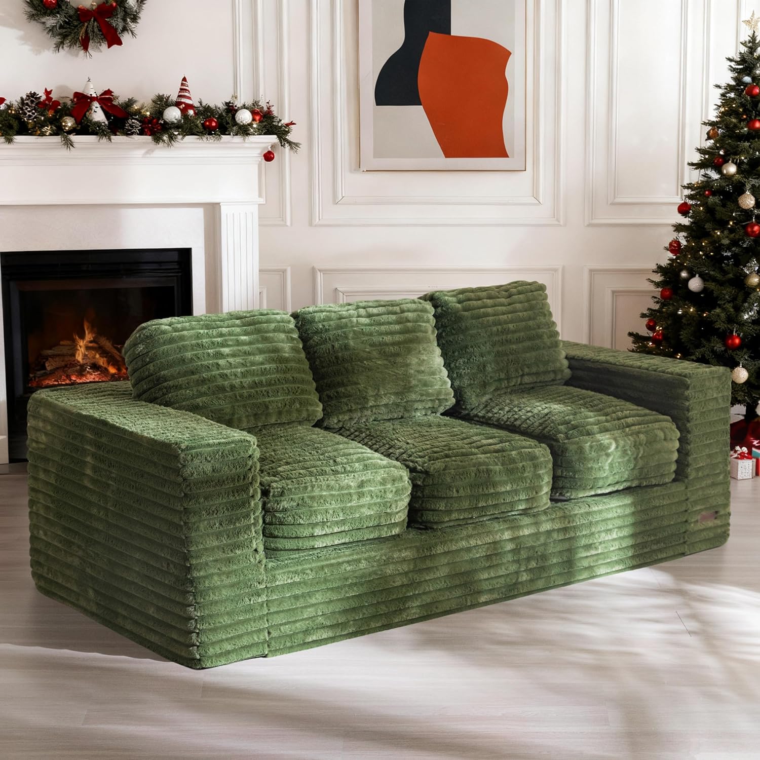 MAXYOYO Bean Bag Chair Two-seat Bean Bag Sofa with Pillows Upholstered Loveseat Floor Sofa