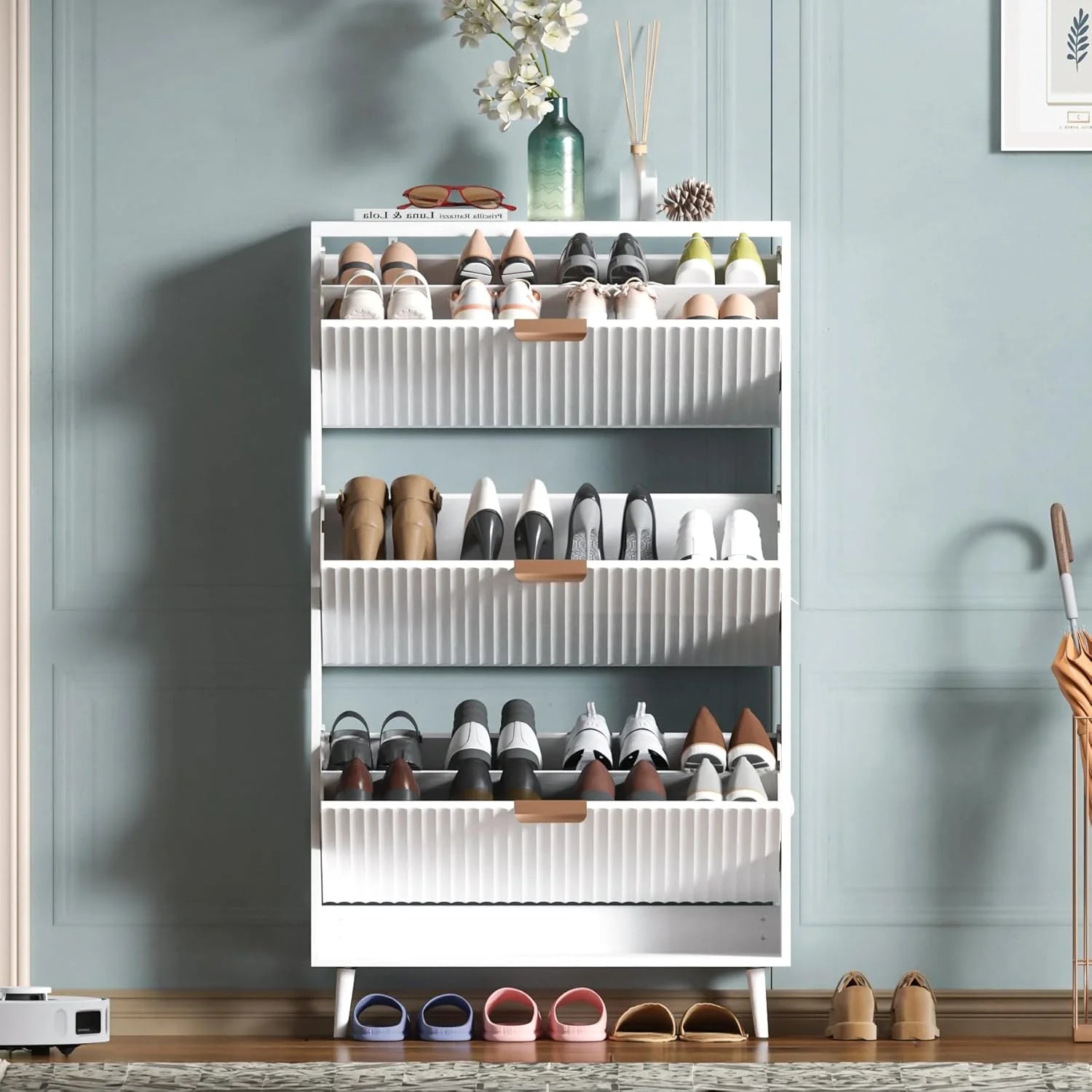 Shoe cabinet storage, modern independent storage cabinet entrance narrow shoe rack cabinet