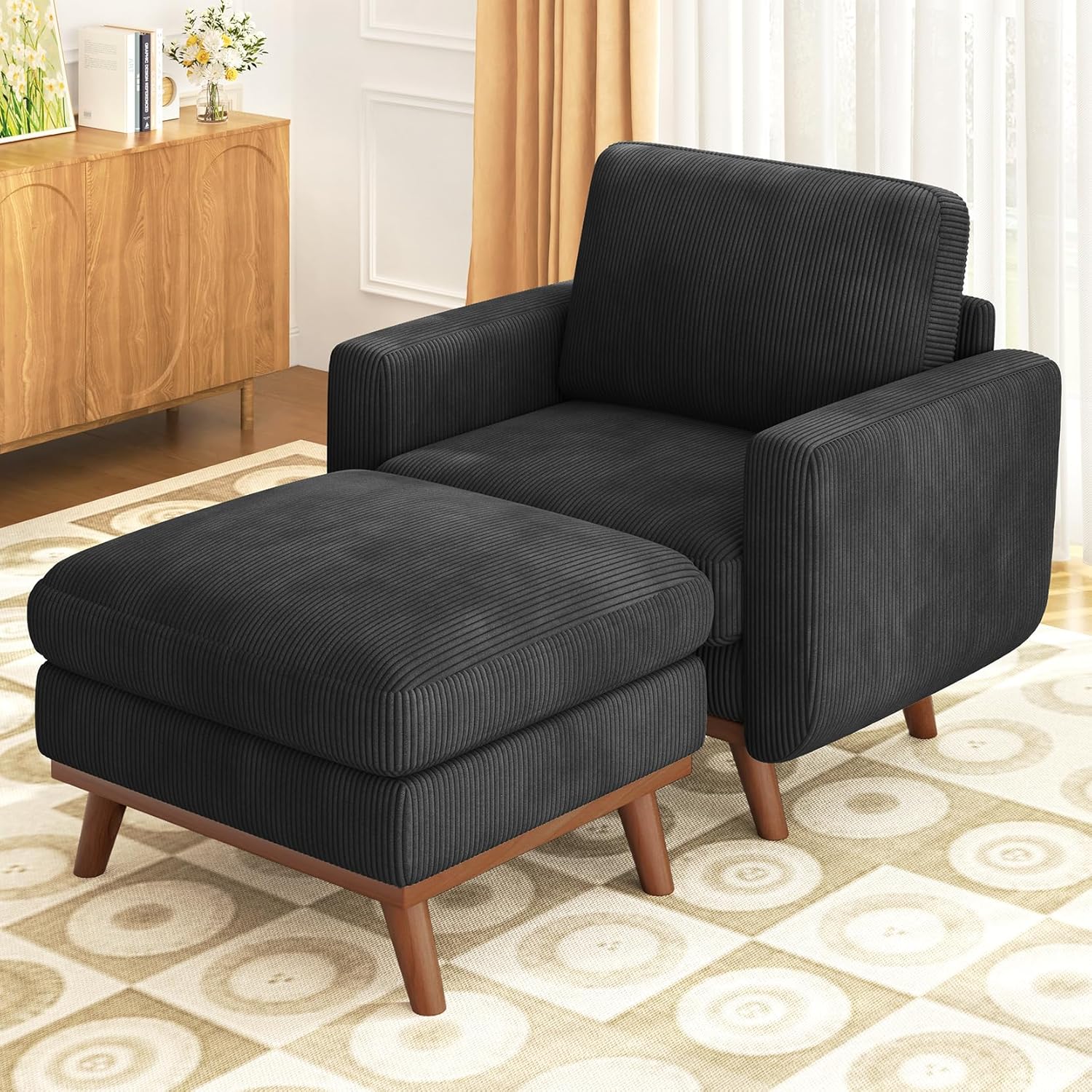 Vesgantti 68" Loveseat Sofa - Green, Comfy Corduroy with Spring Cushion, Solid Wood Frame, Modern Deep Seat, Bedroom & Living Room, Office Couch