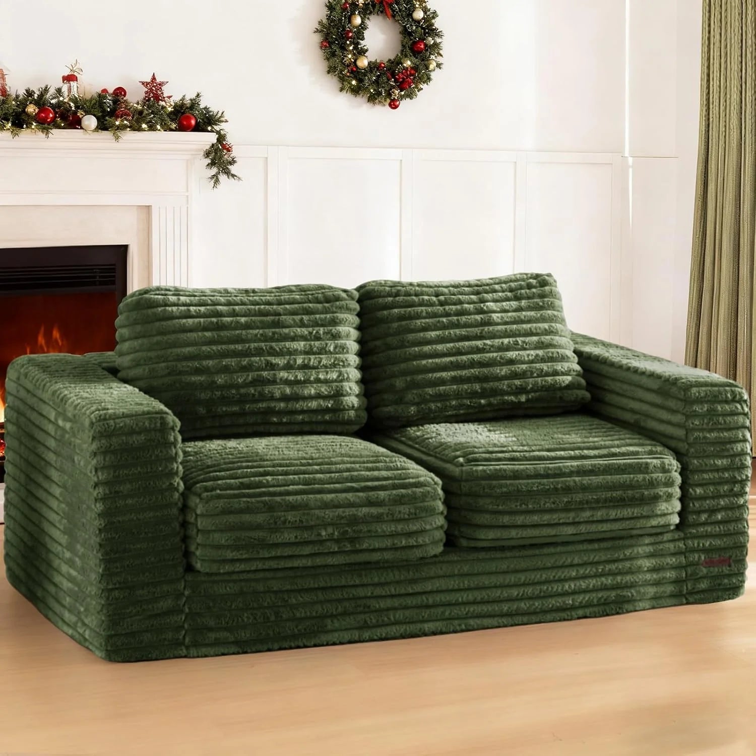 MAXYOYO Bean Bag Chair Two-seat Bean Bag Sofa with Pillows Upholstered Loveseat Floor Sofa