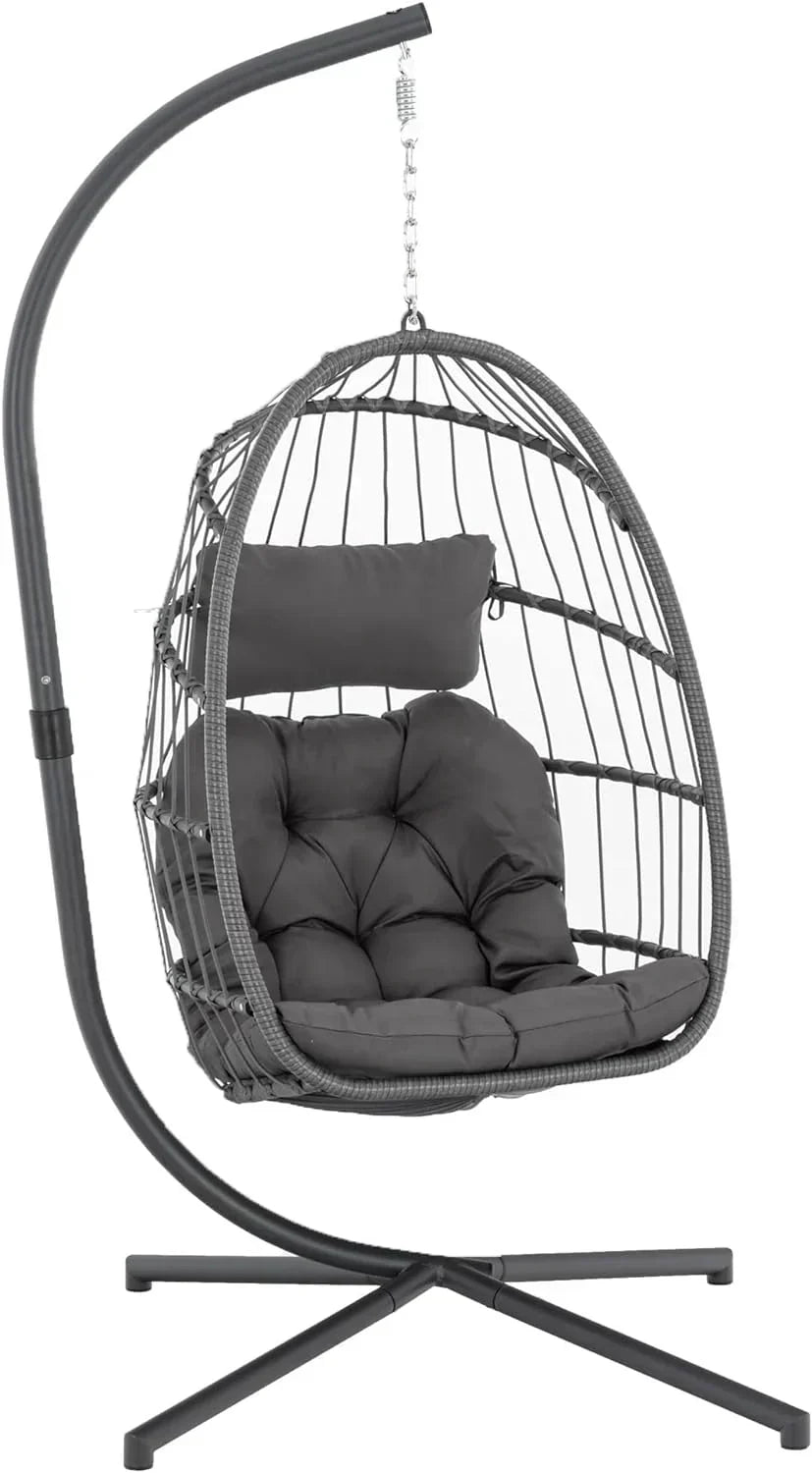 Yechen Indoor Outdoor Egg Hanging Chair Stand Patio Wicker Swing Egg Chair Swinging Chair